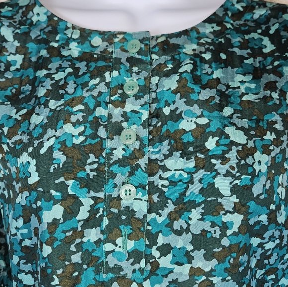 Vintage Nicole Summers green floral silk blouse top Womens XLarge - Picture 5 of 9